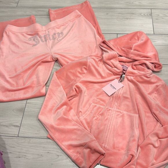 NWT juicy couture Strawberry ice pink track suit size xl   Bedazzled butt and ba - Picture 2 of 13